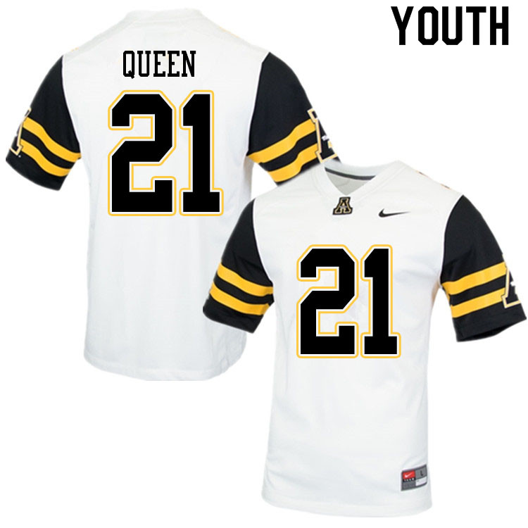 Youth #21 Michael Queen Appalachian State Mountaineers College Football Jerseys Sale-White - Click Image to Close